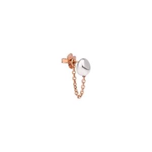 DODO EARRING WITH NUGGET IN ROSE GOLD AND SILVER