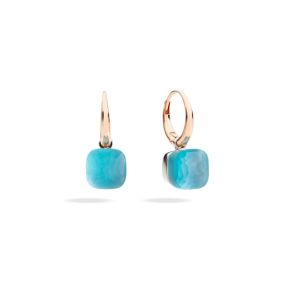 POMELLATO NUDO GELE' EARRINGS WITH BLUE TOPAZ, MOTHER OF PEARL AND TURQUOISE